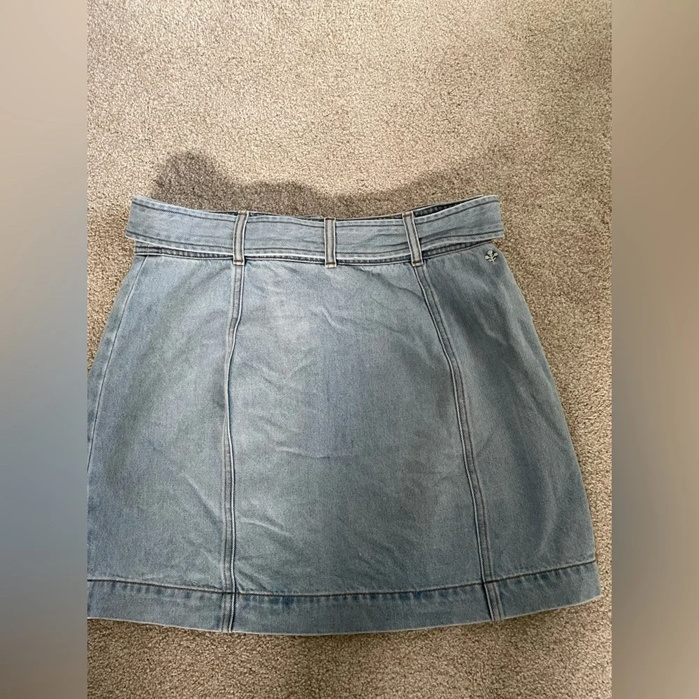 Denim Button Front Skirt - Pale Wash - Picture 3 of 6